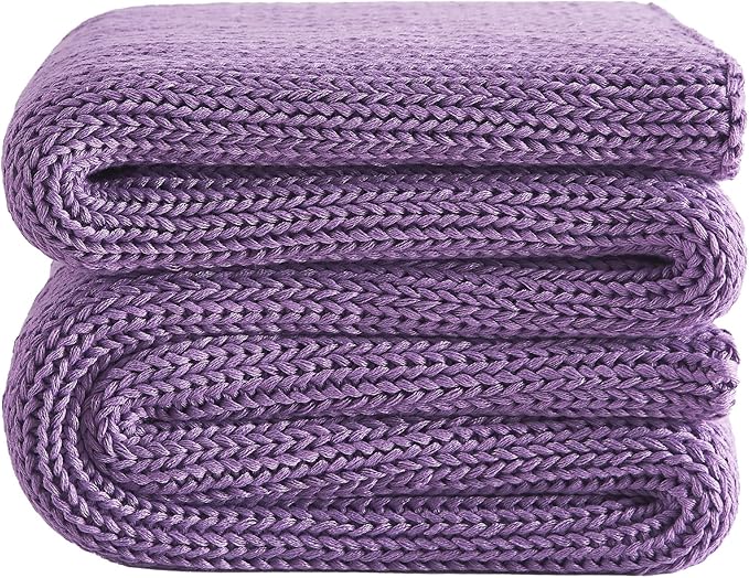 L'AGRATY Knitted Weighted Blanket - 48"x72" 15lbs Cooling Chunky Knit Heavy Blanket for Adults Braided Crochet Throw Thick Cable Yarn Knit Decorative No Beads Evenly Weighted Machine Washable