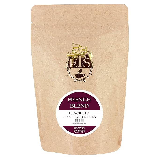 French Blend Loose Leaf Tea Pouches - 4oz | Lavender Rose Jasmine Black Green Tea | Floral Romantic French Cafe Style | Assorted Tea From Assam Ceylon Kenya Provence China