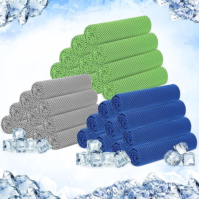 Hosuly 30 Pack Cooling Towels, 40"x12" Ice Breathable Soft Chilly Sweat Rag Microfiber Workout Rags for Gym Cooling Towels for Neck and Face for Yoga Golf Sport Running
