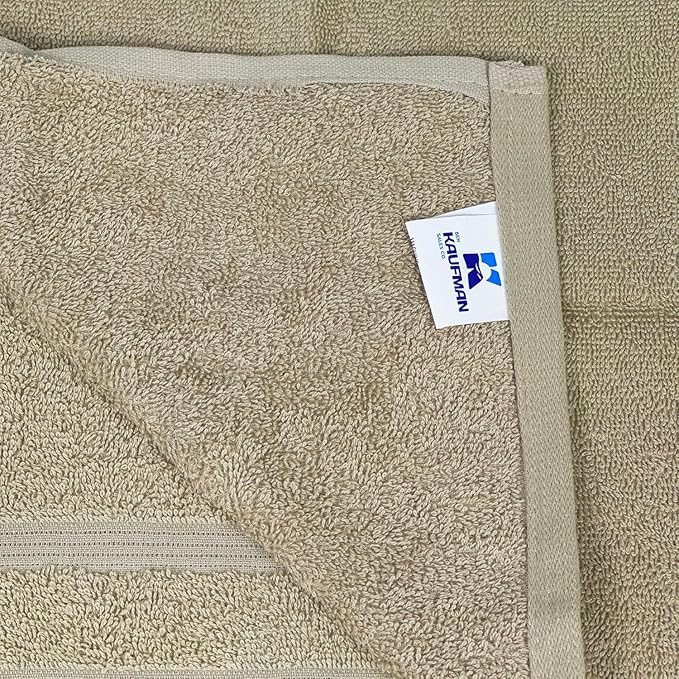 Kaufman - Premium Hand Towels Set for Bathroom, Spa, Gym, and Face Towel 100% Cotton Ring Spun, Ultra Soft Feel and Highly Absorbent Towels (12, Linen)