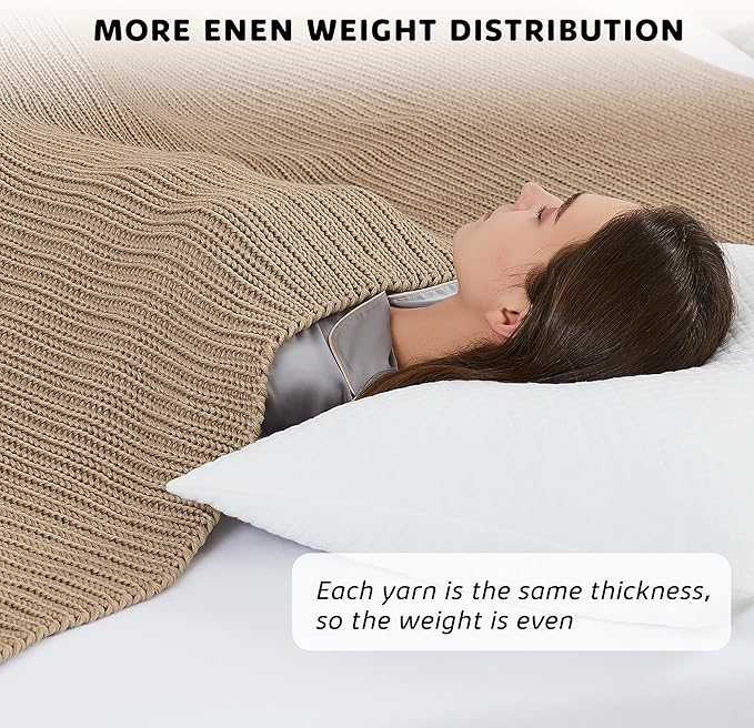 L'AGRATY Knitted Weighted Blanket - 48"x72" 15lbs Cooling Chunky Knit Heavy Blanket for Adults Braided Crochet Throw Thick Cable Yarn Knit Decorative No Beads Evenly Weighted Machine Washable