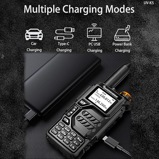2 Packs Quansheng UV-K5 Radio USB-C Charging Dual 5W Long 771 Antenna