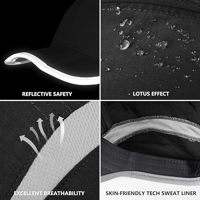 GADIEMKENSD Reflective Folding Outdoor Hat Unstructured Design UPF 50+ Sun Protection Sport Hats for Womens and Mens