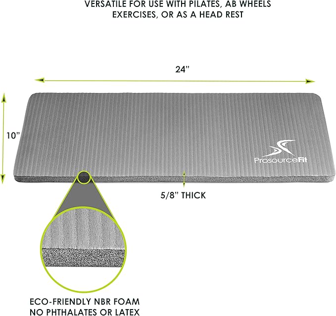 ProsourceFit Extra Thick Yoga Knee Pad and Elbow Cushion 15mm (5/8”) Fits Standard Mats for Pain Free Joints in Yoga, Pilates, Floor Workouts