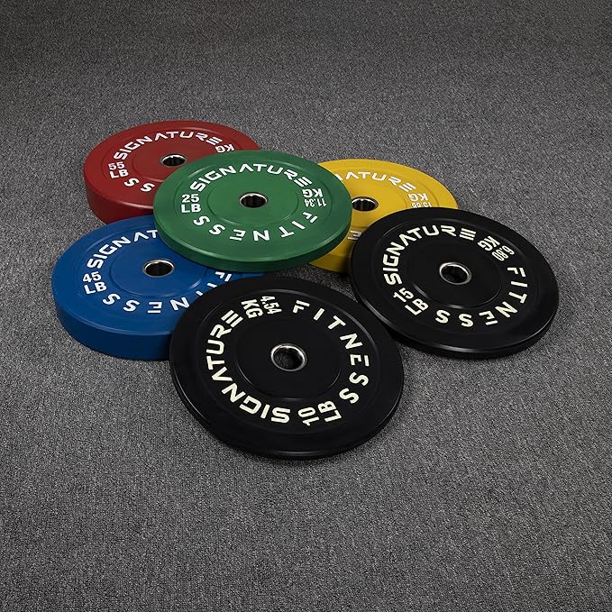 Signature Fitness 2" Olympic Bumper Plate Weight Plates 55LB Single,