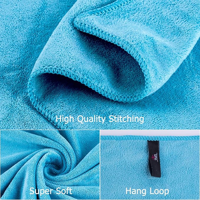 JML Microfiber Bath Towels, Bath Towel Set (6 Pack, 27" x 55") - Extra Absorbent and Fast Drying,Multipurpose Microfiber Towel for Bath, Beach, Pool, Sports, Yoga - Sky Blue