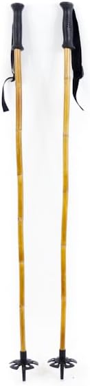 Booyah! Bamboo Downhill Ski Poles - Alpine Ski Poles with Black Pole Grip and Black Baskets, Ski Poles Men and Women, for Winter Downhill Skiing Wooden Poles