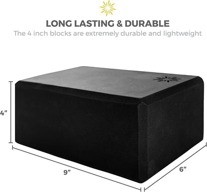 Sunshine Yoga 4" Yoga Block, 10 Pack Bulk EVA Foam Yoga Blocks, Firm and Supportive Yoga Brick, Balance Foam for Stretching, Pilates, and Workout, 4" x 6" x 9"