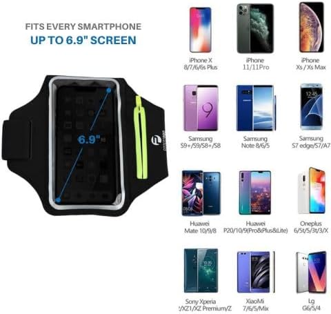 Fittest Pro Running Armband with AirPods Pocket – Water Resistant Phone Holder for iPhone 16 15 14 13 Pro Max, Galaxy S25 S24 S23, Fits Phones Up to 6.9", with Zipper Key/Card Slot