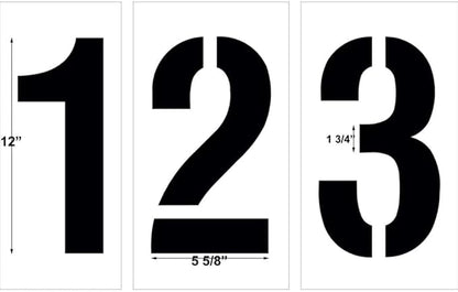 12" Number Stencil Kit | Part#: 10000946 | 10-Piece Kit includes Numbers 0-9 | Number Height is 12" | Flexible and Durable 1/8" PolyTough Lifetime | Precision Marking | Made in USA