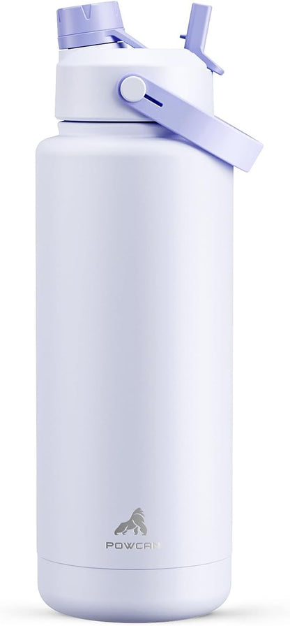 40 oz Insulated Water Bottle with 2-in-1 Straw and Spout Lid, Keep Cold 24H, Leak-Proof, BPA-Free, Double Wall Stainless Steel Water Bottle for Sports, Gym, Travel, and School (Lupine)