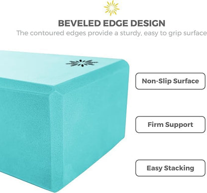 Sunshine Yoga 4" Yoga Block, 10 Pack Bulk EVA Foam Yoga Blocks, Firm and Supportive Yoga Brick, Balance Foam for Stretching, Pilates, and Workout, 4" x 6" x 9"