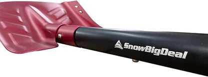 Emergency Snow Shovel with Saw - Converts from Dig to Chop/Hoe Mode Portable for Snowmobiles, Skiing, Backcountry, Avalanche Rescue Winter Survival Gear Car, Camping T6 Aluminum, Red