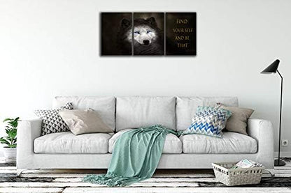 3 Panels Wolf Picture Motivational Wall Art Inspirational Canvas Painting Pictures Modern Entrepreneur Quotes Posters Prints Artwork for Home Office Decor House Decorations Class Room School to Hang