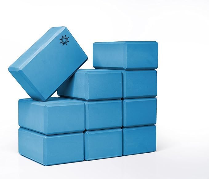 Sunshine Yoga 4" Yoga Block, 10 Pack Bulk EVA Foam Yoga Blocks, Firm and Supportive Yoga Brick, Balance Foam for Stretching, Pilates, and Workout, 4" x 6" x 9"