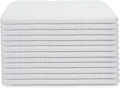 GOLD TEXTILES White Shop Towels Cotton [B Grade Towel] - 60 Pcs 20x40 Inches Shop Rags in a Box - Valuable Cleaning Rags Terry Towel for Industries, Automobiles and Commercial Use (60 Rags)