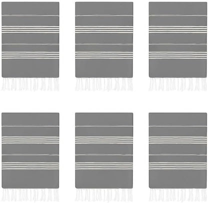 HAVLULAND Turkish Beach Towels Oversized -100% Turkish Cotton Super Soft Lightweight - Absorbent and Quick Drying Bath Towel - Sand Free Beach Towel - Turkish Towels for Adults (Grey, 6 Pack)