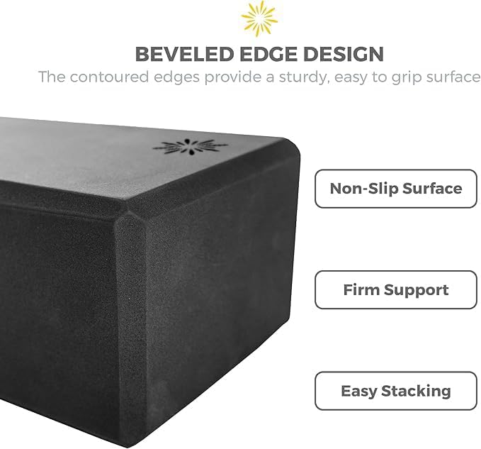 Sunshine Yoga 4" Yoga Block, 10 Pack Bulk EVA Foam Yoga Blocks, Firm and Supportive Yoga Brick, Balance Foam for Stretching, Pilates, and Workout, 4" x 6" x 9"