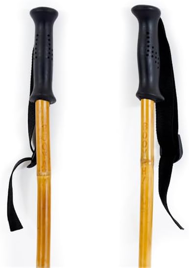 Booyah! Bamboo Downhill Ski Poles - Alpine Ski Poles with Black Pole Grip and Black Baskets, Ski Poles Men and Women, for Winter Downhill Skiing Wooden Poles