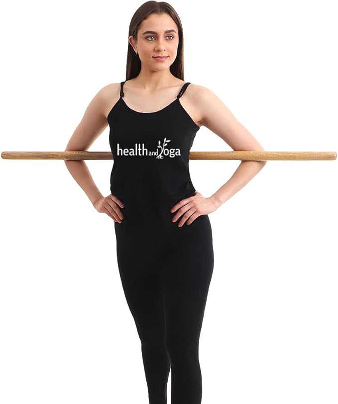 HealthAndYoga™ StretchNHeal Collapsible Multi-Use Wooden Yoga Stick - Regular and XL - Portable Posture Corrector Pole, Stretch Mobility Stick, Physical Workout Exercise Dowel