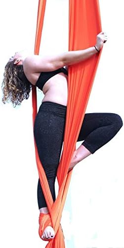 DASKING Aerial Silks Starter Kit - Durable 11Yards of Aerial Yoga Hammock with Hardware, Aerial Swing for Acrobatic Flying Yoga & All Levels (Aerial Rigging Point Up to 14ft)
