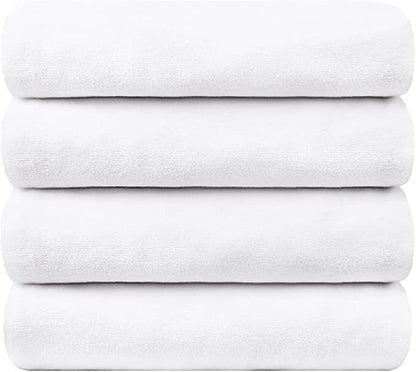 JML Microfiber Towels, Bath Towel Set - Extra Large, Soft, Absorbent, Fast Drying for Adult, Hair, Swimming, Fitness, Sport, Yoga, 4 Pack, 27" x 55", White
