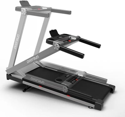 DeerRun Treadmills for Home with Incline and Handles, 3.5 HP Foldable Treadmill 350 LBS Weight Capacity for Small Spaces, Folding Running Machine with Smart APP