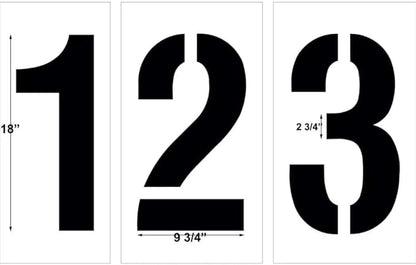 18" Number Stencil Kit | Part#: 10003867 | 10-Piece Kit Includes Numbers 0-9 | Number Height is 18" | Flexible and Durable 1/8" PolyTough Lifetime | Precision Marking | Made in USA