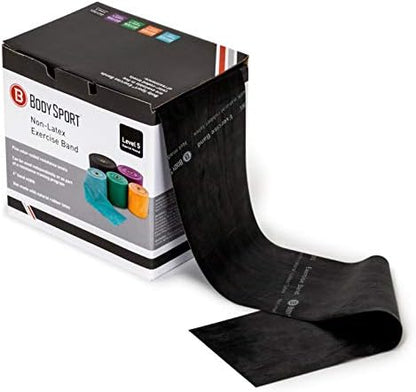 Body Sport Exercise Band, 50 yd. x 4 in. Roll, Special Heavy Resistance - Home & Gym Fitness Equipment for Stretching, Strength Training & Physical Therapy (Black)