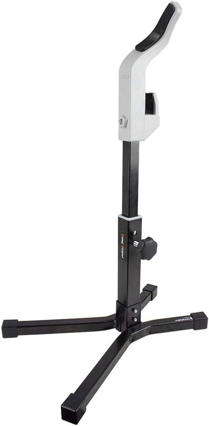 Ibera Bike Stand for 20"-29" - Bicycle Stand for Regular Tires with Non-Scratch & Foldable Steel Frame Design - Adjustable Height & Floor-Mounted Bicycle Storage for Garage, Home or Workshop