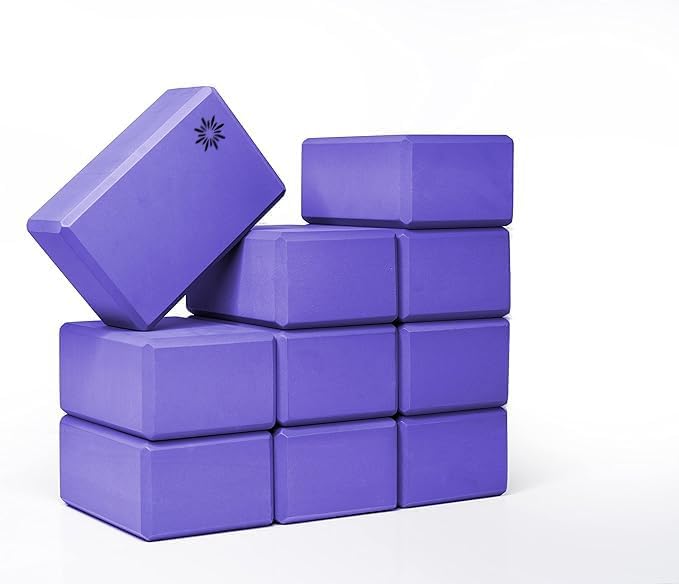 Sunshine Yoga 4" Yoga Block, 10 Pack Bulk EVA Foam Yoga Blocks, Firm and Supportive Yoga Brick, Balance Foam for Stretching, Pilates, and Workout, 4" x 6" x 9"