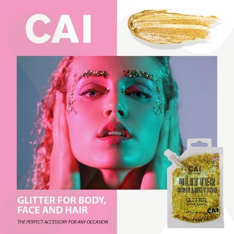 Hair Glitter Gel – Body Glitter for Kids and Women – Iridescent Holograph Cosmetic-Grade Gel w/Moon & Stars for Hair, Body & Face, Applies Smoothly w/o Glue & Washes Off Easily, 3 Oz - Rose 2Pack