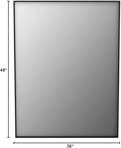 36x48 Inch Black Bathroom Mirror for Wall, Aluminum Frame Rectangle Rectangular Vanity Mirror, Modern Large for Bedroom, Living Room, Horizontal or Vertical