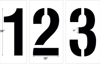 36" Stencil Kit | Part#: 10000944 | 10-Piece Kit Includes Numbers 0-9 | Height 36" | Flexible and Durable 1/8" PolyTough Lifetime | Precision Marking | Made in USA