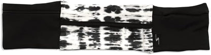 3 Pocket Adjustable Running Belt Waist Pack, Fanny Pack For Working Out With Sweat Resistant Backing, Holds All iPhone Models (Tie Dye/Black, Small/Medium)