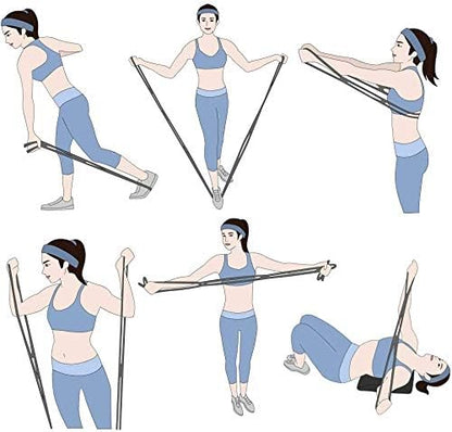 7 Rings Stretch Exercise Band, Portable Silicone Elastic Resistance Band Pilates Flexbands Yoga Stretching Strap Physical Therapy Rehab Belt, Home Gym Workout Equipment for Full Body Exercise