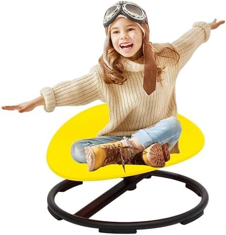 makarci Spinning Chair for Autistic Kids - Kids Sensory Chair, Sit and Spin Toys for Toddlers, Autism Sensory Products for Body Coordination & Balance, Sensory Play (Yellow)