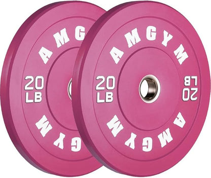 2 Inch Bumper Plates，10-500lbs，Barbell Rubber Olympic Weight Plates Set for Home Gym, Strength Training & Weight Lifting, Multiple Options Colors