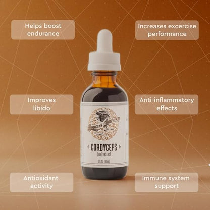 Hodgins Harvest Organic Cordyceps Tincture | Made with Mushrooms Grown On Our Farm in The USA | Dual Extract | Extra-Concentrated (2 fl oz)