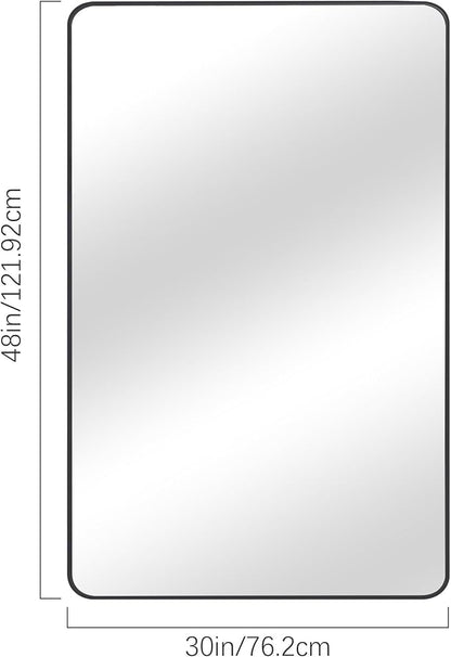 30" x 48"Bathroom Mirror, Matte Black Wall Mirror with Metal Frame, Decorative Rectangular Vanity Mirror for Bedroom Bathroom Living Room Entryway (Horizontal/Vertical)