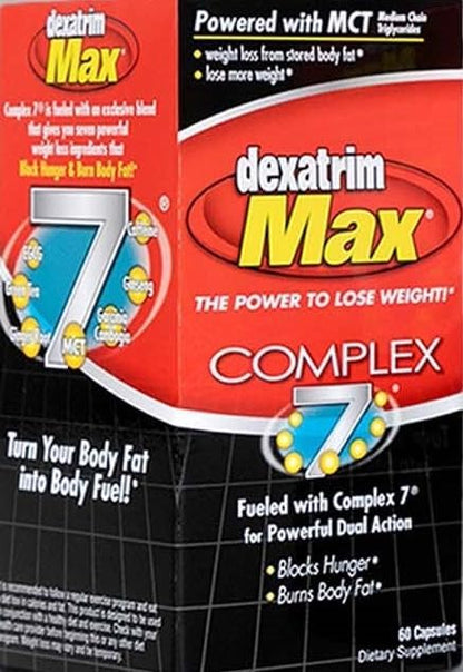 ILIOS Dexatrim Max Complex-7 | Diet Pills to Lose Weight - 7 Powerful Ingredients to Reduce Hunger & Body Fat, Fat Burner Supplements, Weight Loss Pills for Women & Men, 1 Pack w/ 60 Capsules