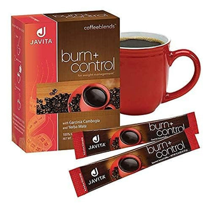 Javita Burn + Control Instant Coffee w Weight Management Herbs: Garcinia Cambogia & Yerba Mate - Slim Coffee with Help of Exercise, Keto Coffee for Diet Support, 1 box - 24 (4.55g) Sticks