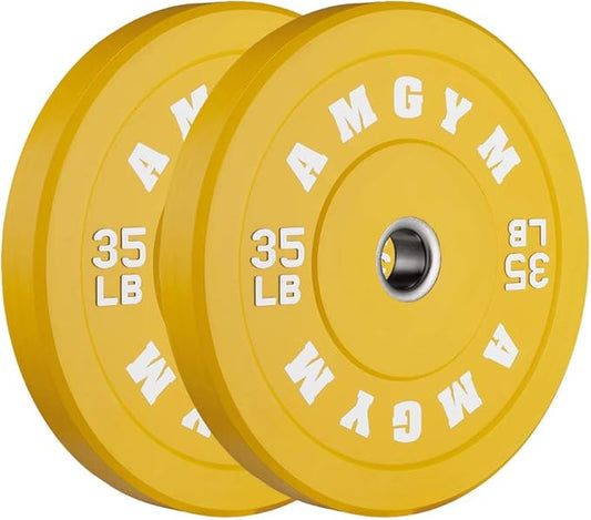 2 Inch Bumper Plates，10-500lbs，Barbell Rubber Olympic Weight Plates Set for Home Gym, Strength Training & Weight Lifting, Multiple Options Colors