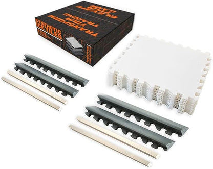 Ice Hockey Home Training Kit: 10 Pcs Synthetic Ice Tiles + 4 Puck Stopper edgings + 4 Rebounder Foams – Skating, Stickhandling, Passing & Shooting Drills