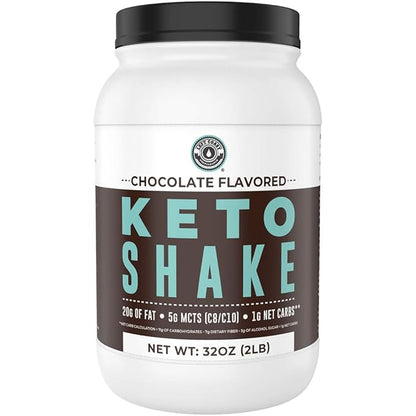 Keto Meal Replacement Shakes, Chocolate, 2lbs, Low Carb Keto Protein Shake Mix, MCT Powder, Grass Fed Hydrolyzed Collagen Peptides, Keto Breakfast Shake, 20g Fat, 14g Protein, 1 Net Carb, Zero Sugar