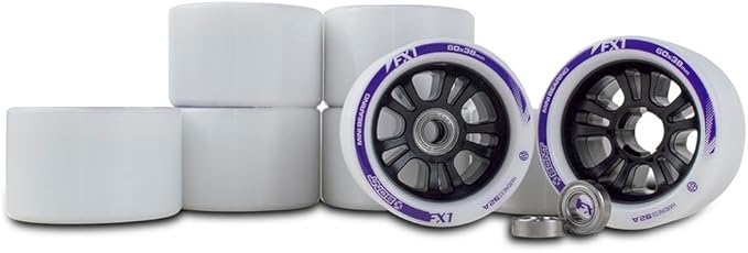 Bont FX1 Roller Skate Wheels with 688 Mini Bearings - Derby and Indoor Speed Quad Skating - Pack of 8 with bearings