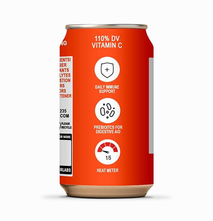 '+GNGR Sparkling Vitamin C Prebiotic Drink - Caffeine free - 5g Prebiotic Fiber - Orange Juice - Ginger Juice - Turmeric - Acerola - Apple Cider Vinegar - Prebiotic Soda - Immunity (12 oz - 12 Pack)