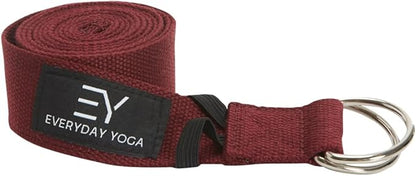 Everyday Yoga Super Strong Strap with Metal D-ring Buckle - Improve Flexibility, Stretching, and Physical Therapy Fitness.