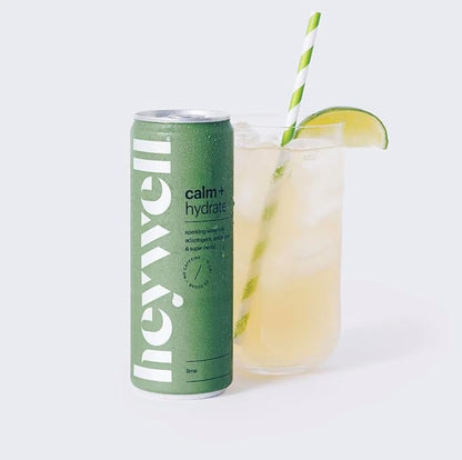 Heywell Sparkling Adaptogenic Water, Variety Pack 12 Fluid Ounce (Pack of 12) Includes - Lime, Grapefruit, Orange Mango, Strawberry Lemon - Calm Drink, Sparkling Drink