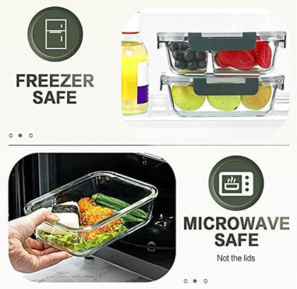 10 Packs 30 oz Glass Meal Prep Containers,Glass Food Storage Containers with Lids,Airtight Lunch Bento Boxes,Microwave,Freezer and Dishwasher,Gray